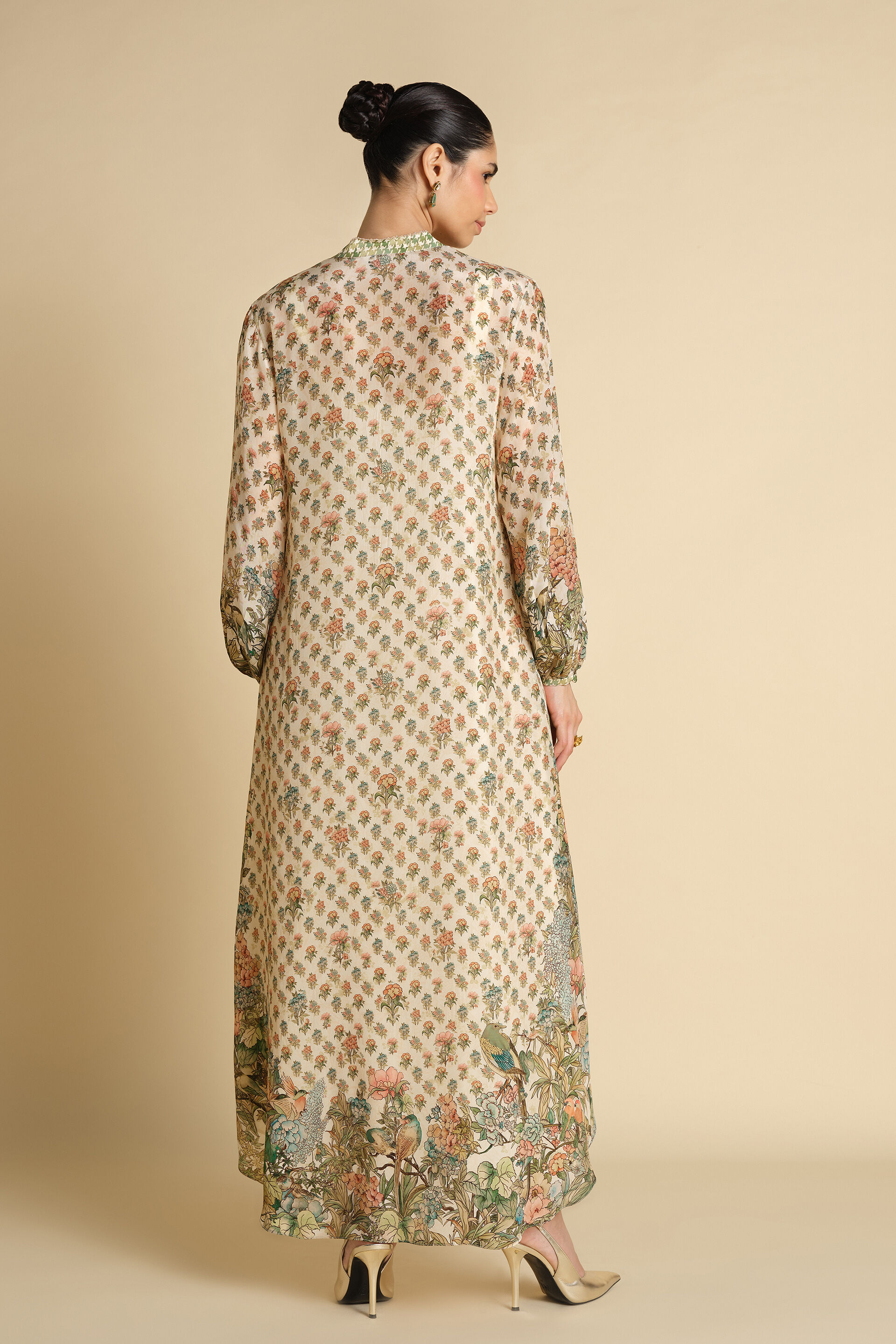Fareeha Printed Kaftan - Ivory, Ivory, image 2